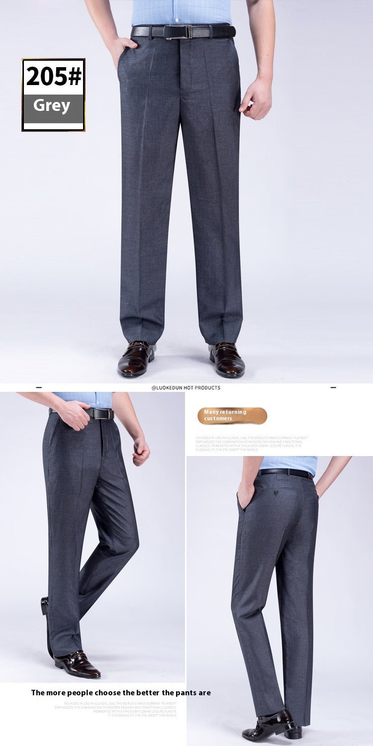Men's Suit Pants High Waist Loose Business Formal Wear - Elora Moda