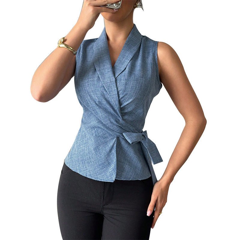 Fashionable Elegant Women's Slim Sleeveless Shirt - Elora Moda