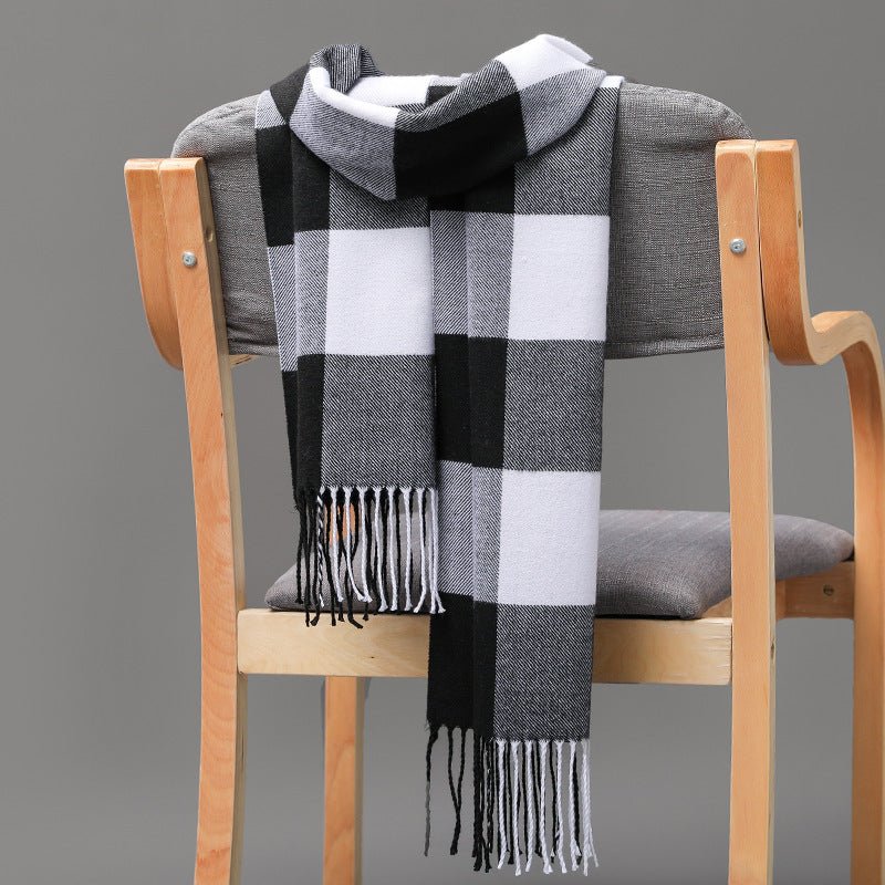 British Plaid Imitation Cashmere with Tassels Men's Scarf - Elora Moda