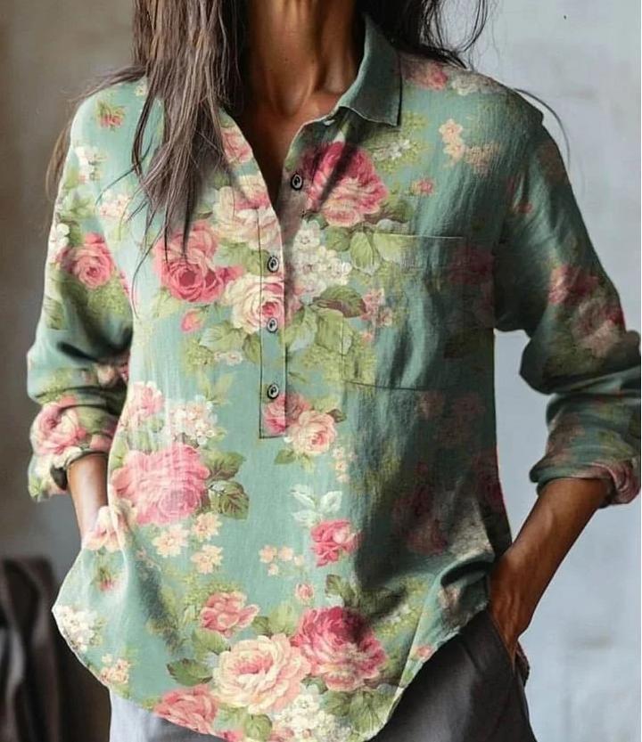 Summer Women's Fashion Printed Long - sleeved Shirt - Elora Moda