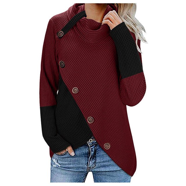 Ladies winter sweater button long sleeve - Elora Moda