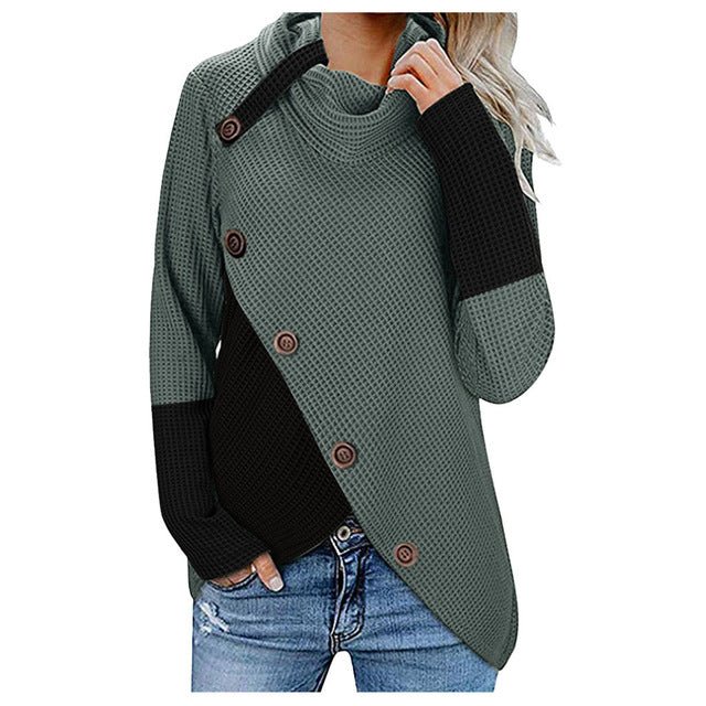 Ladies winter sweater button long sleeve - Elora Moda