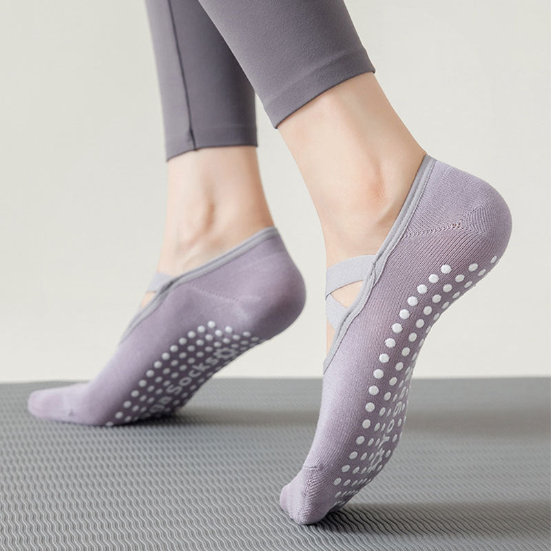 3 Pairs Yoga Socks For Women Non - Slip Grips Straps For Added Balance And Stability Ideal For Pilates Pure Barre Ballet Dance Barefoot Workout - Elora Moda