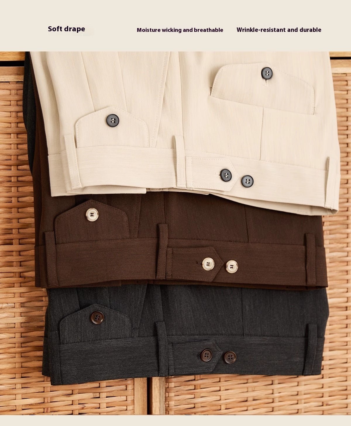 Breathable Business Casual Long Pants Men - Elora Moda