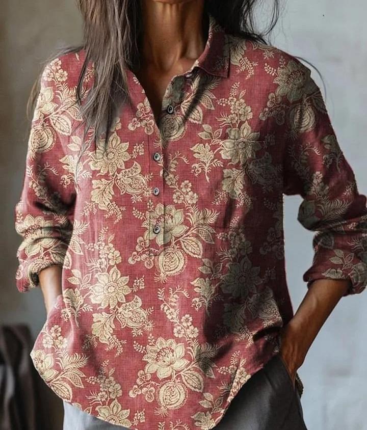 Summer Women's Fashion Printed Long - sleeved Shirt - Elora Moda