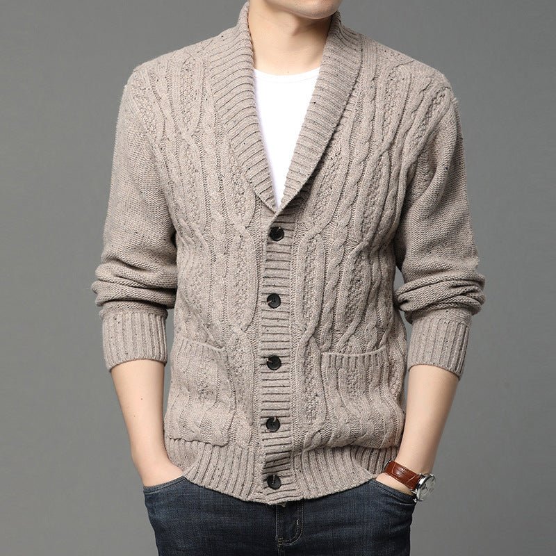 Men's Cardigan Knitted Jacquard Autumn And Winter - Elora Moda