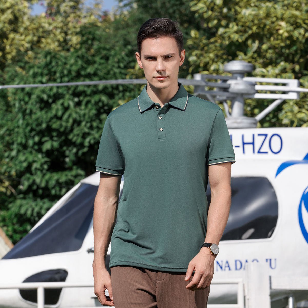Men Ice Silk Lapel Polo Shirt - Elora Moda