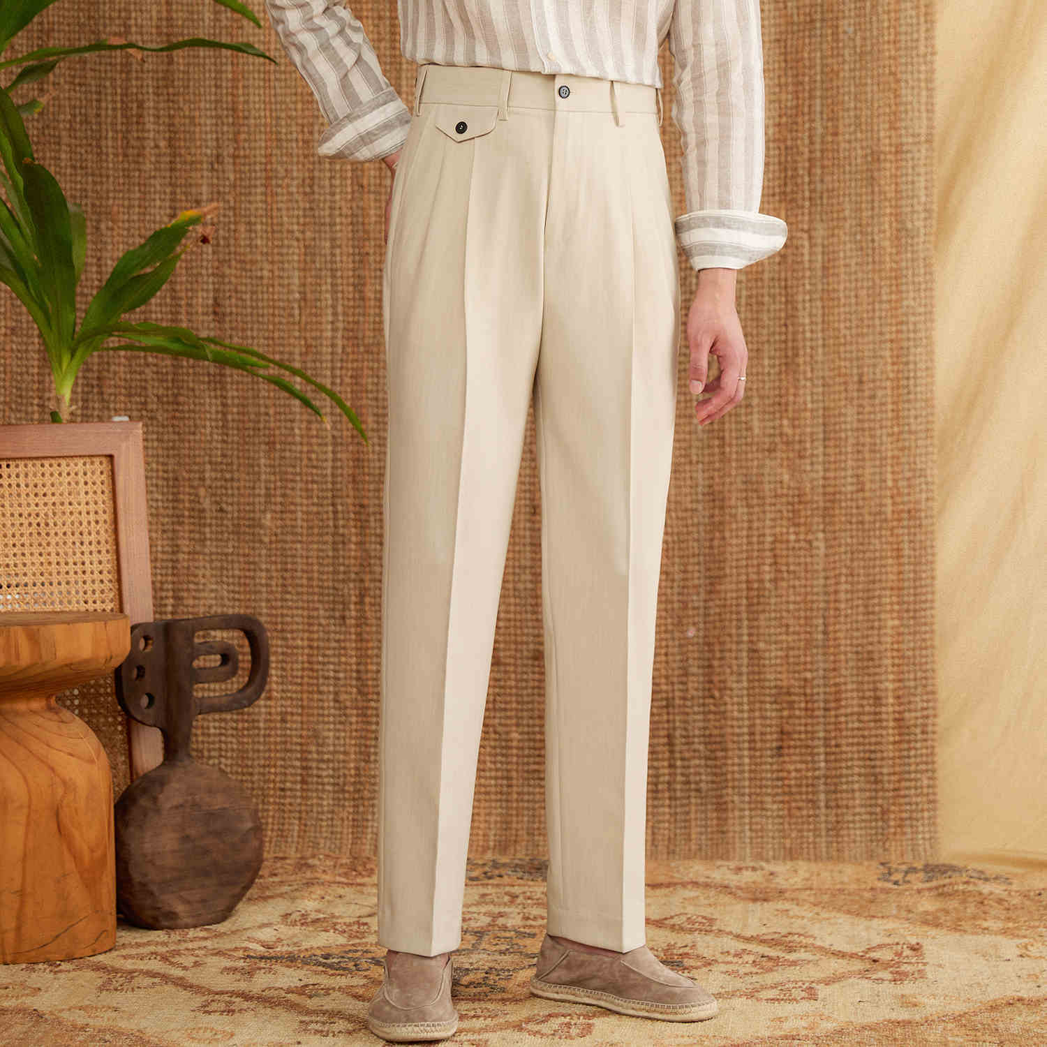 Breathable Business Casual Long Pants Men - Elora Moda