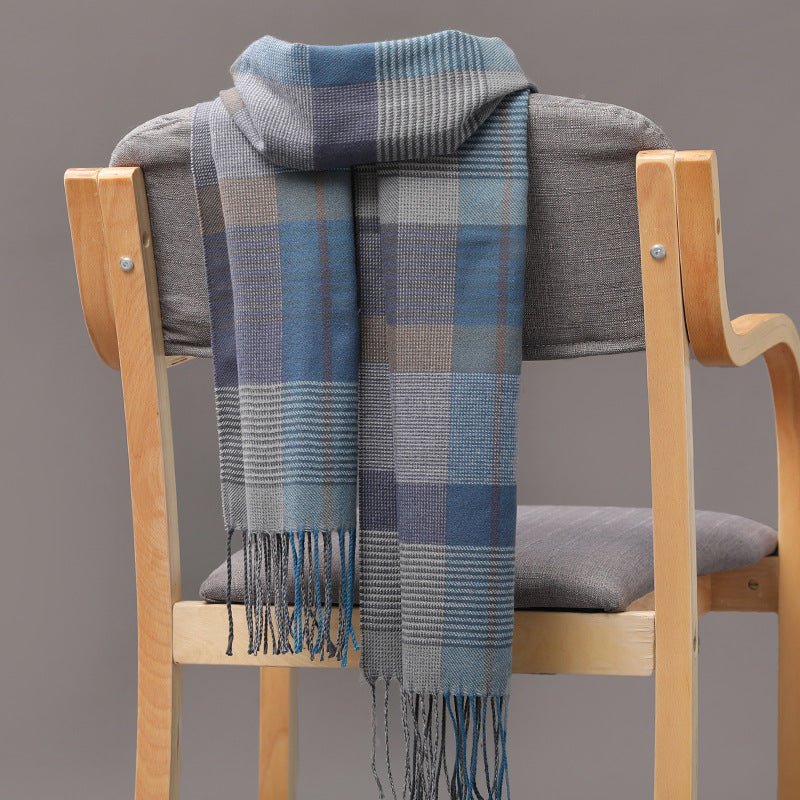 British Plaid Imitation Cashmere with Tassels Men's Scarf - Elora Moda