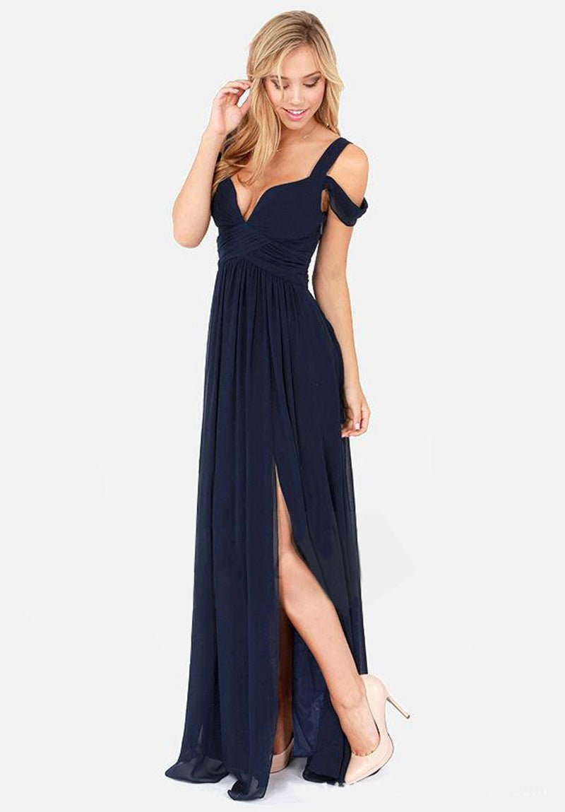 Long Floor Length Elegant Greek Style Pleated Dress - Elora Moda