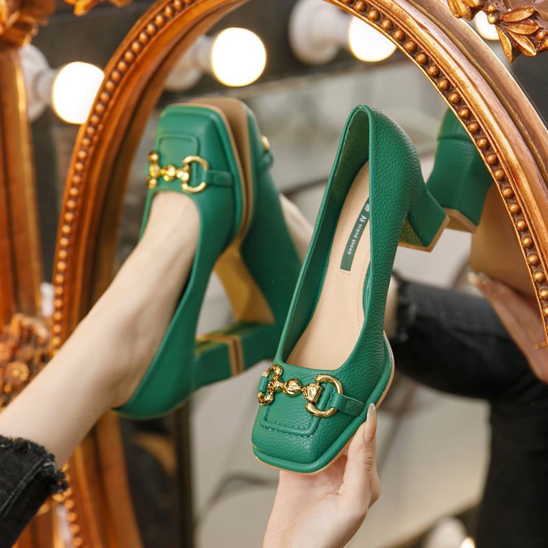 Women's French Mary Jane Chunky Heel Shoes - Elora Moda