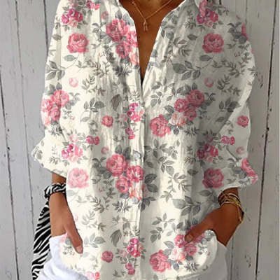 Women's European & American Fashionable Floral Pattern Shirt - Elora Moda