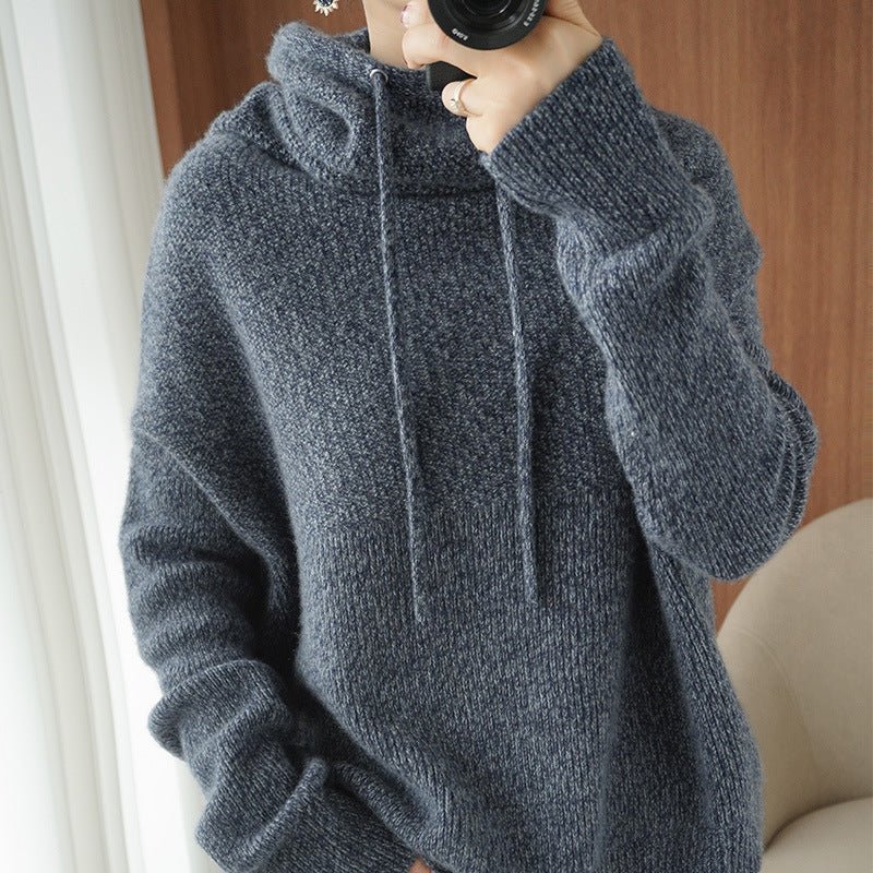 Women Solid Color Loose Thick Pullover - Elora Moda