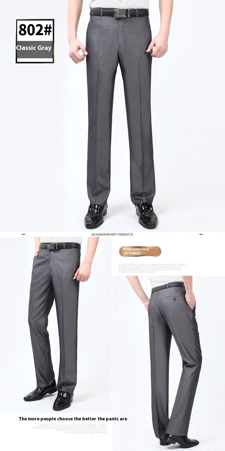 Men's Suit Pants High Waist Loose Business Formal Wear - Elora Moda