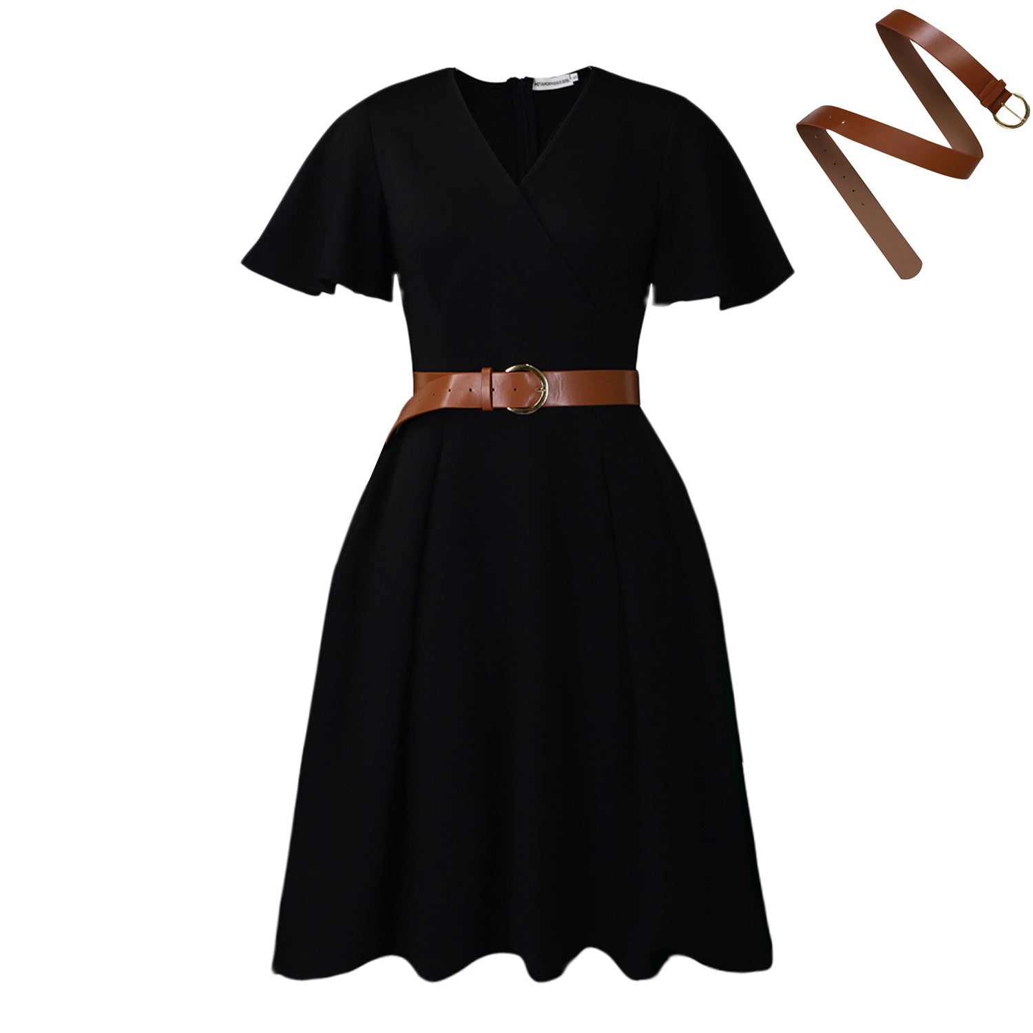 Women's Dress V - neck Bell Sleeve Casual A - Line - Elora Moda
