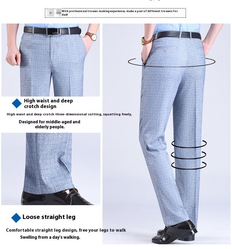 Men's Suit Pants High Waist Loose Business Formal Wear - Elora Moda