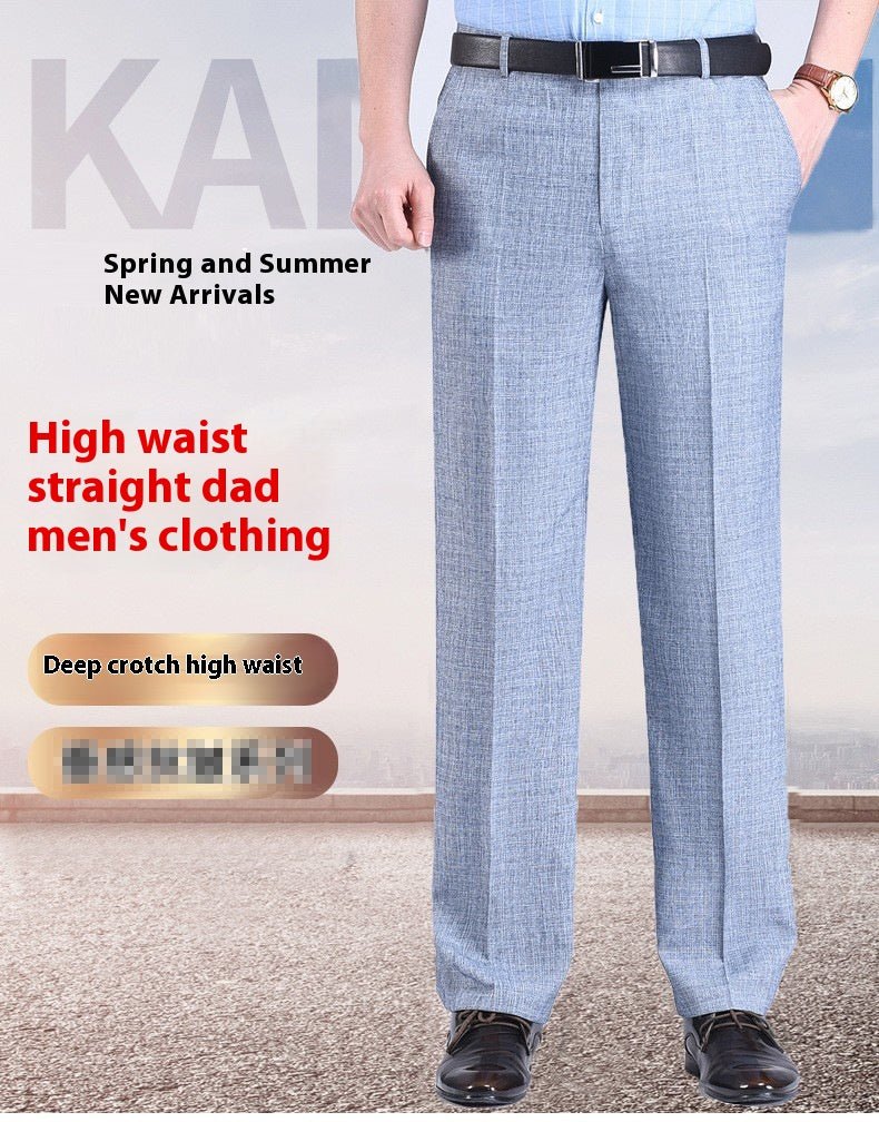 Men's Suit Pants High Waist Loose Business Formal Wear - Elora Moda