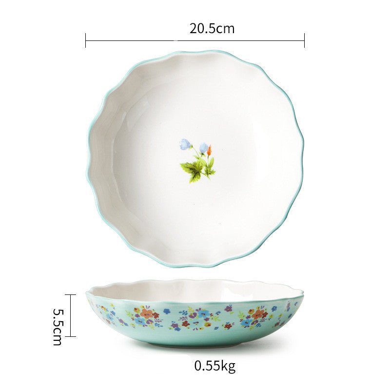 Ceramic Tableware Pastoral Style Home Plate Dinner Plate - Elora Moda