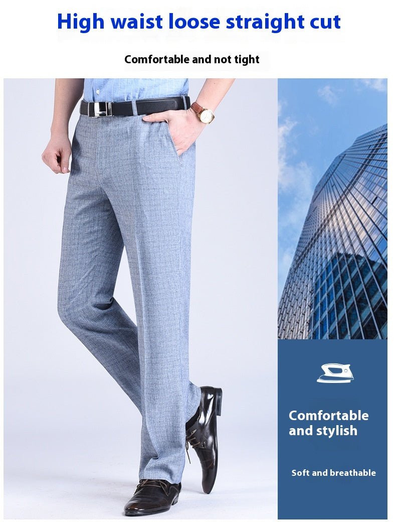 Men's Suit Pants High Waist Loose Business Formal Wear - Elora Moda