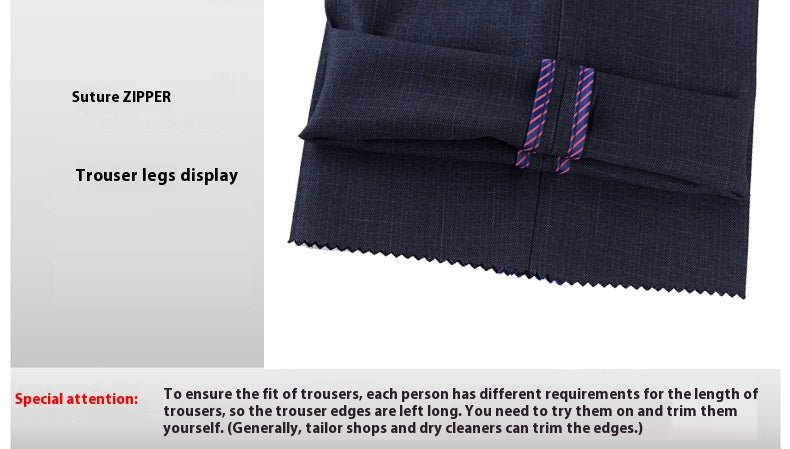 Men's Suit Pants High Waist Loose Business Formal Wear - Elora Moda