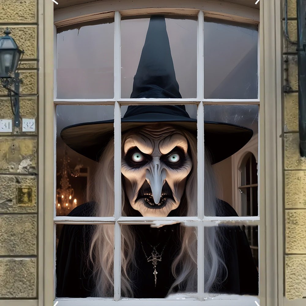 3D Halloween Horror Witch Zombie Ghosts Super Terrifying Window Cover - Elora Moda