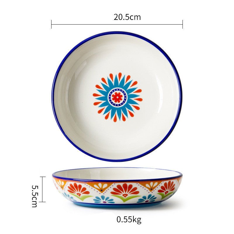 Ceramic Tableware Pastoral Style Home Plate Dinner Plate - Elora Moda