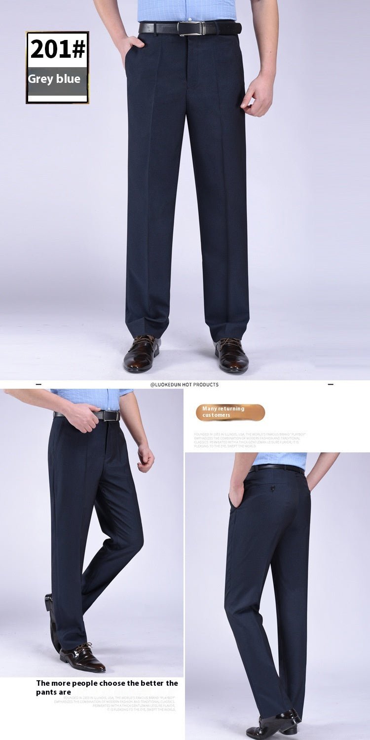 Men's Suit Pants High Waist Loose Business Formal Wear - Elora Moda