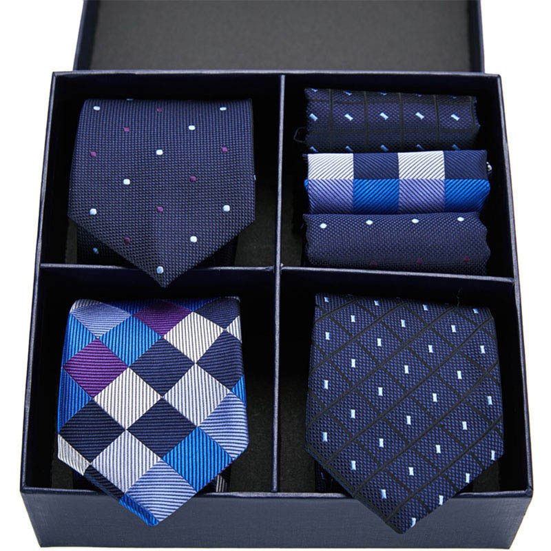 Fashion business striped tie square scarf combo set - Elora Moda