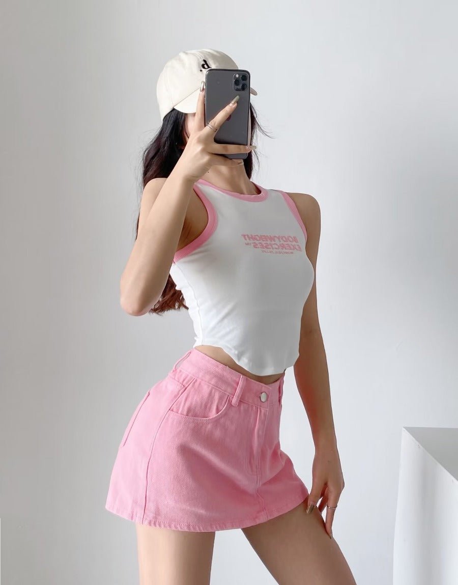 Sheath Ultra Short Denim Skirted Leggings Anti - exposure Underpants Denim European And American - Elora Moda