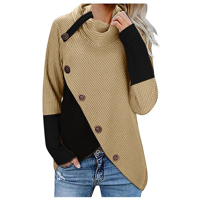 Ladies winter sweater button long sleeve - Elora Moda