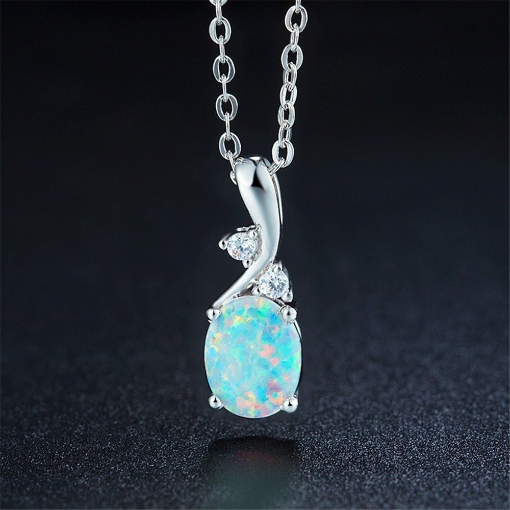 Exquisite European And American Water Drop Opal Pendant Necklace - Elora Moda