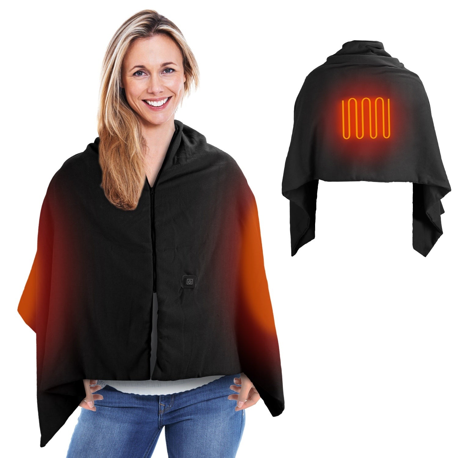 1Pc 79x24In USB Heated Shawl With Teasel Wearable Heating Blanket Electric Throw Wrap Indoor Outdoor With Zipper 3 Heating Levels Machine Washable For Outdoor Home Office - Elora Moda