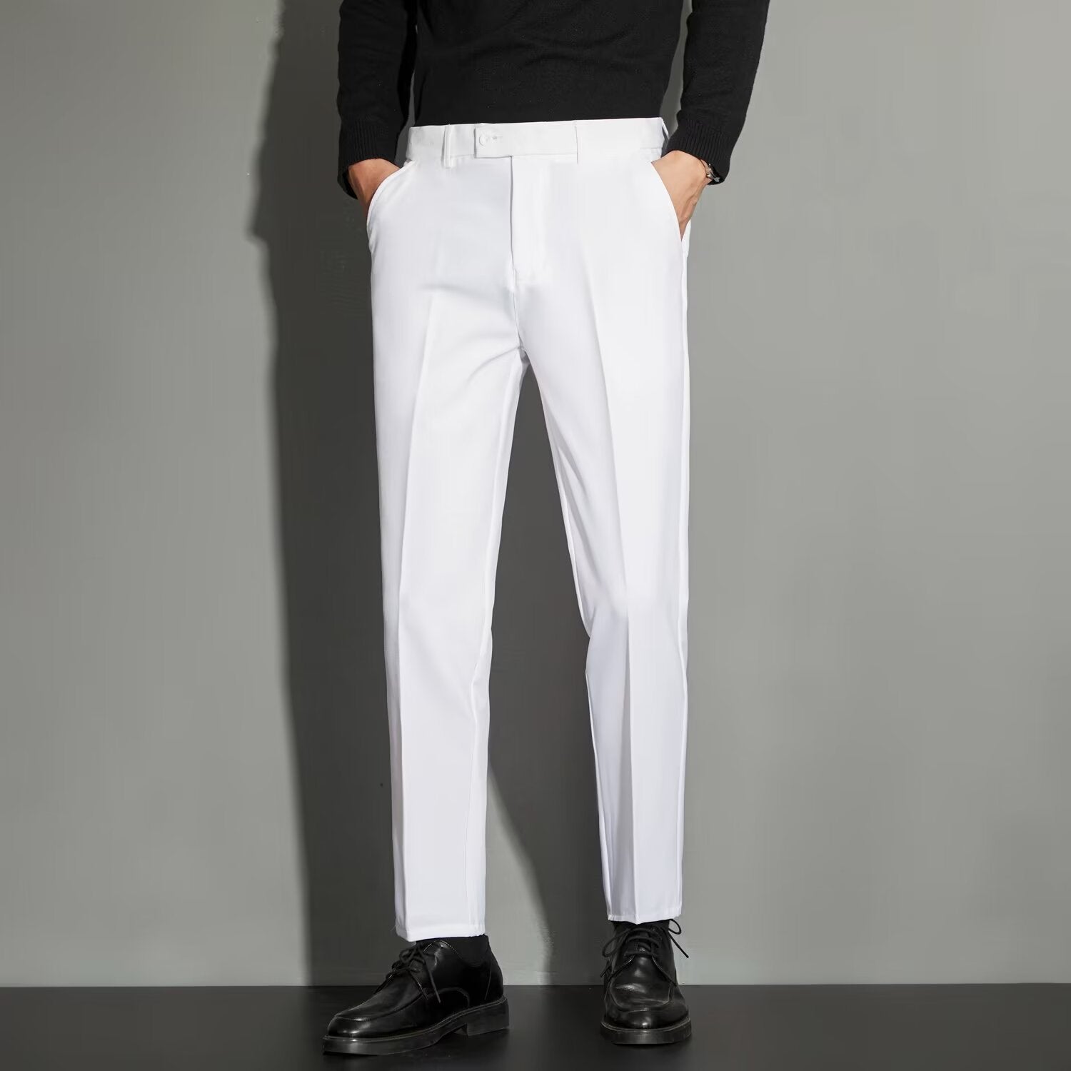Spring Draping Effect Straight All-matching Ankle-length Suit Pants