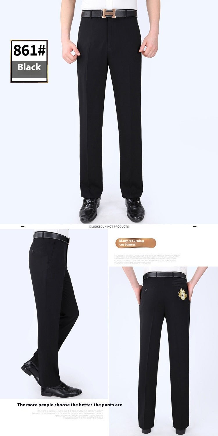 Men's Suit Pants High Waist Loose Business Formal Wear - Elora Moda