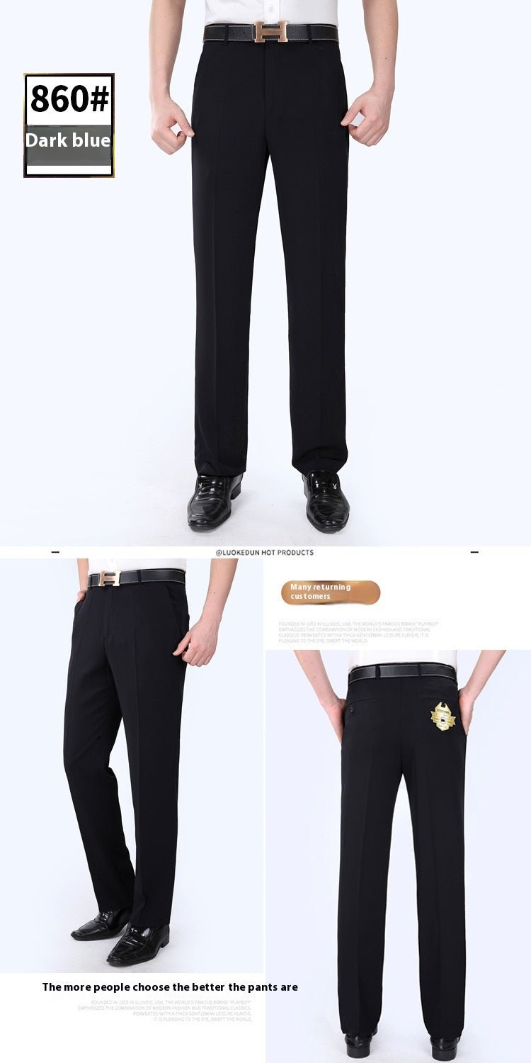 Men's Suit Pants High Waist Loose Business Formal Wear - Elora Moda