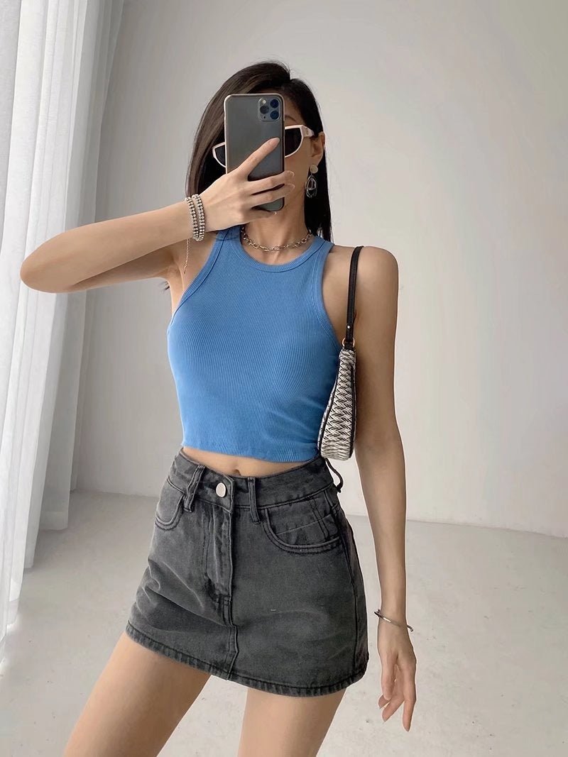 Sheath Ultra Short Denim Skirted Leggings Anti - exposure Underpants Denim European And American - Elora Moda