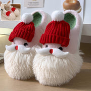 Cute Christmas Santa Claus Home Slippers Winter Warm Indoor Non - slip Floor Plush Shoes For Women - Elora Moda