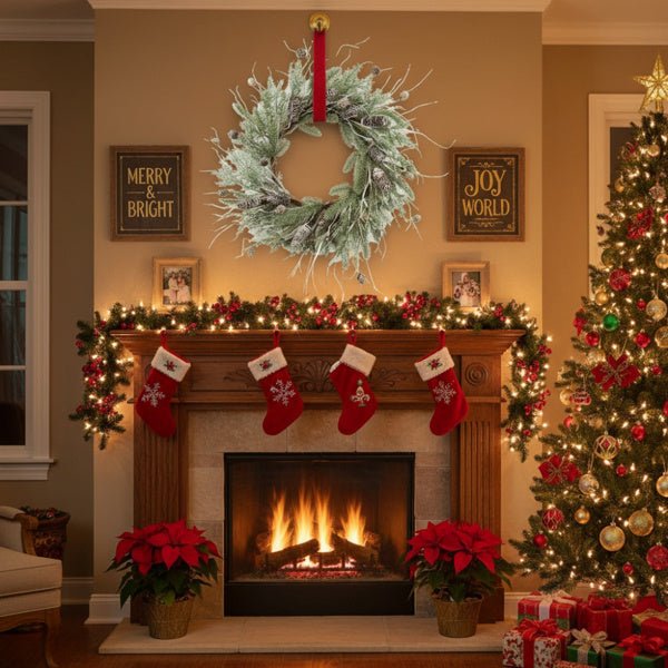 Christmas Pine Wreath Pinecone & Greenery Pre - Lit Natural Style - Elora Moda