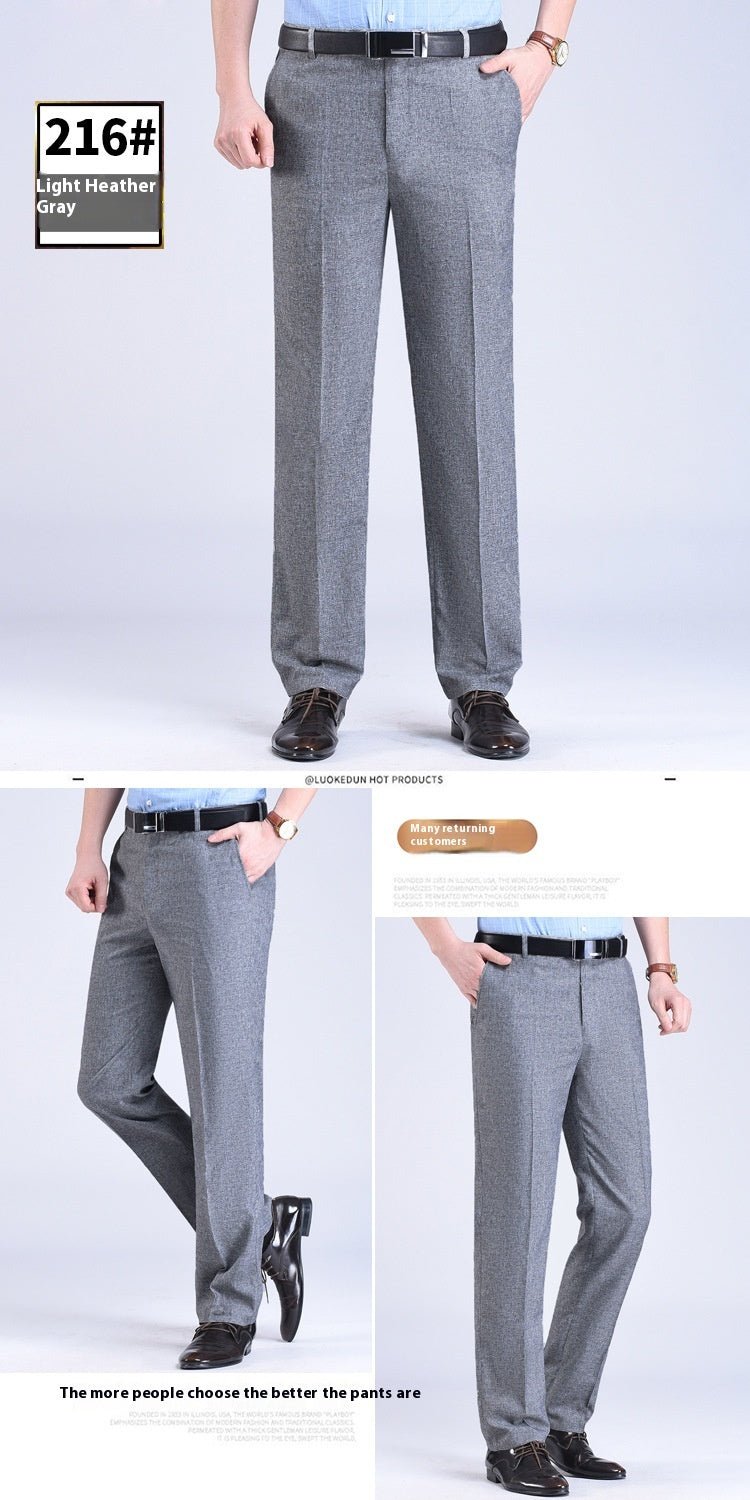 Men's Suit Pants High Waist Loose Business Formal Wear - Elora Moda