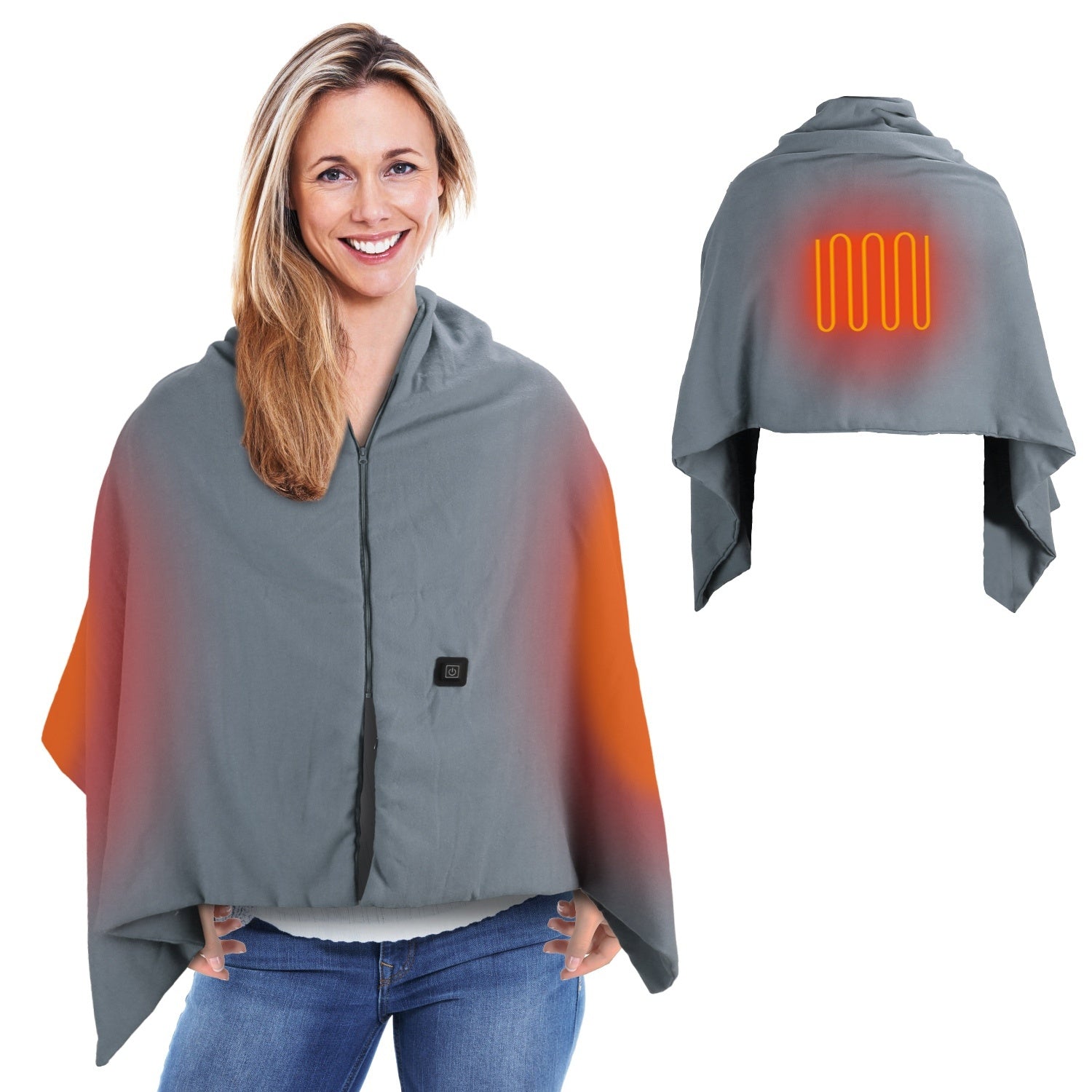 1Pc 79x24In USB Heated Shawl With Teasel Wearable Heating Blanket Electric Throw Wrap Indoor Outdoor With Zipper 3 Heating Levels Machine Washable For Outdoor Home Office - Elora Moda