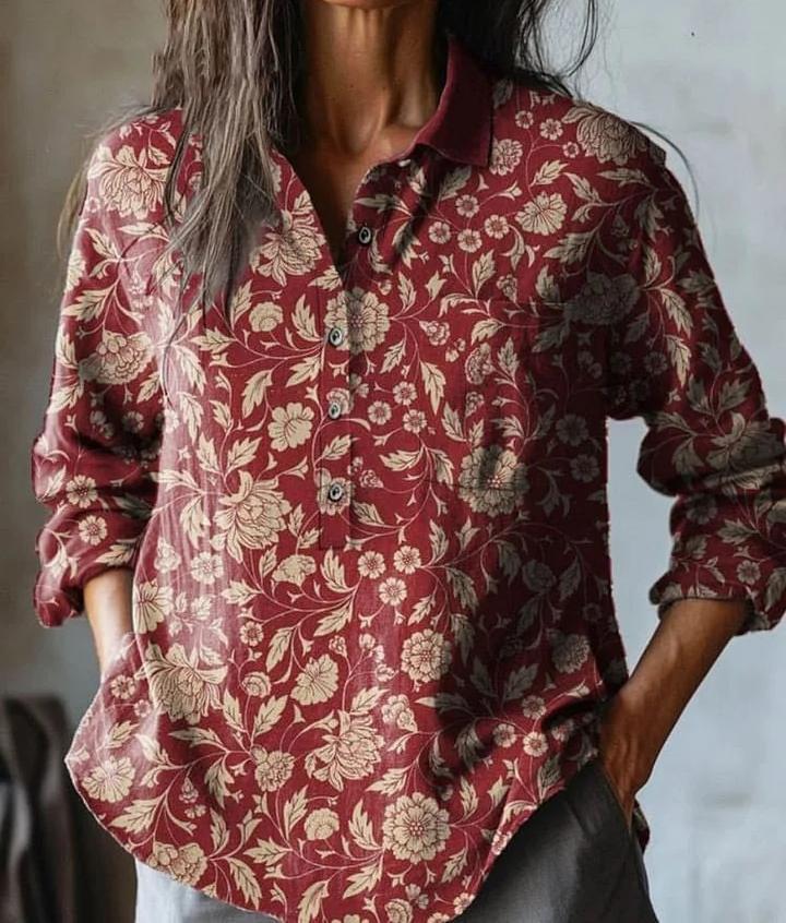 Summer Women's Fashion Printed Long - sleeved Shirt - Elora Moda