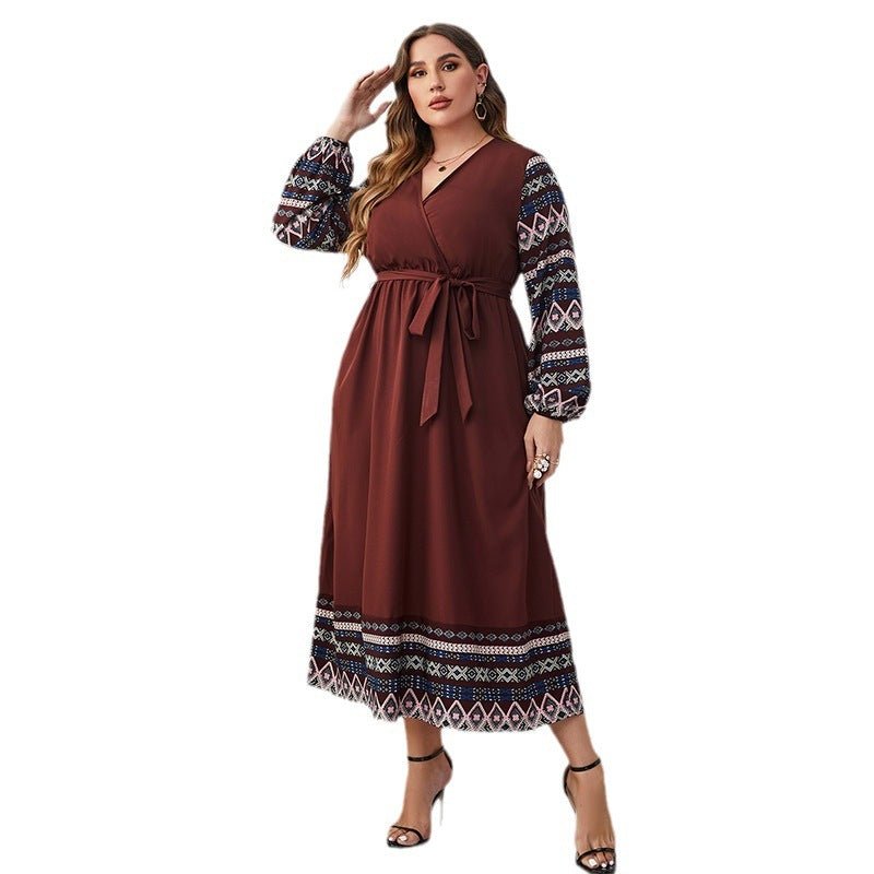 Boho Collection: Women's Dress Plus Size Elegant High Waist - Elora Moda