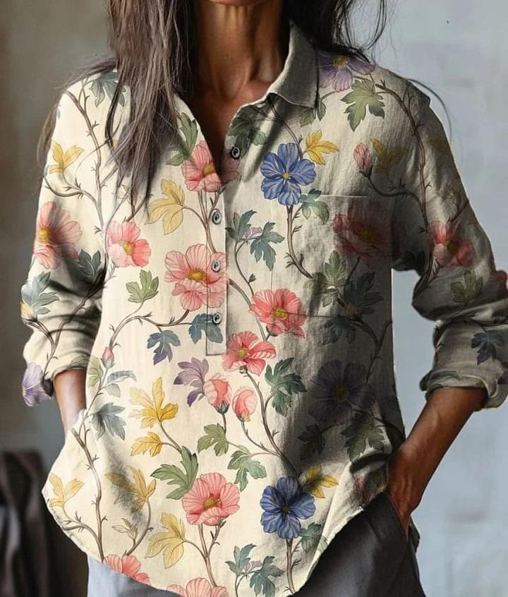 Summer Women's Fashion Printed Long - sleeved Shirt - Elora Moda