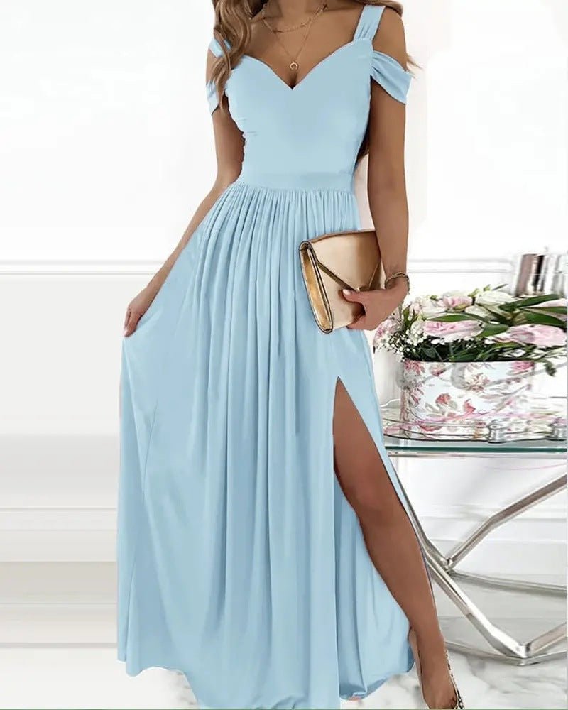 Long Floor Length Elegant Greek Style Pleated Dress - Elora Moda