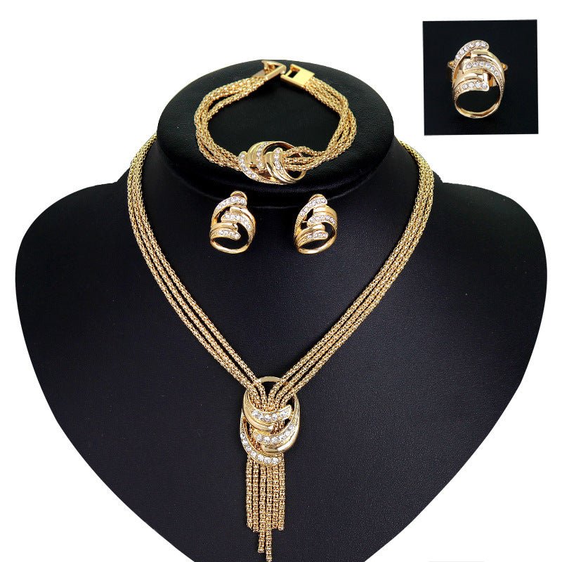Fashion Necklace Bracelet Earrings Ring Jewelry Set - Elora Moda