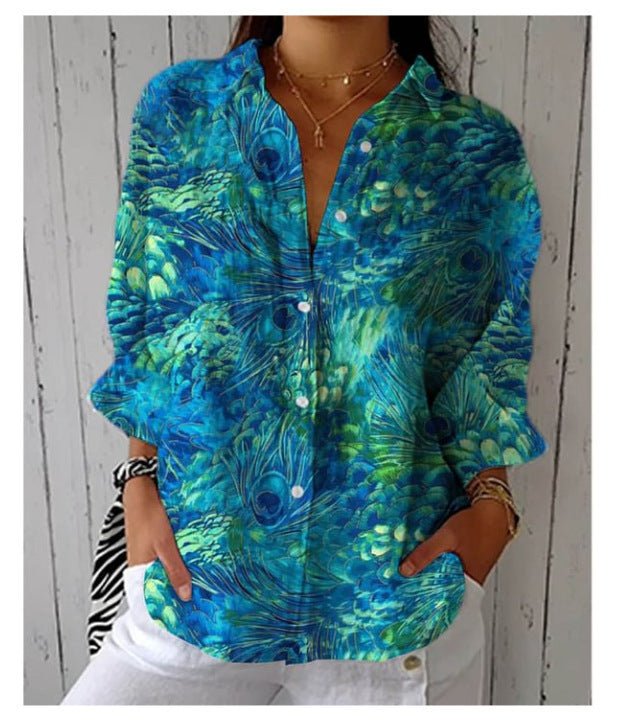 Women's European & American Fashionable Floral Pattern Shirt - Elora Moda
