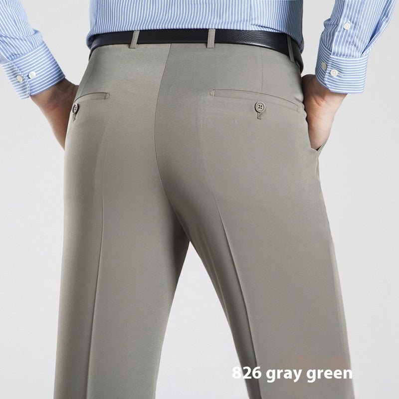 Men's Suit Pants High Waist Loose Business Formal Wear - Elora Moda
