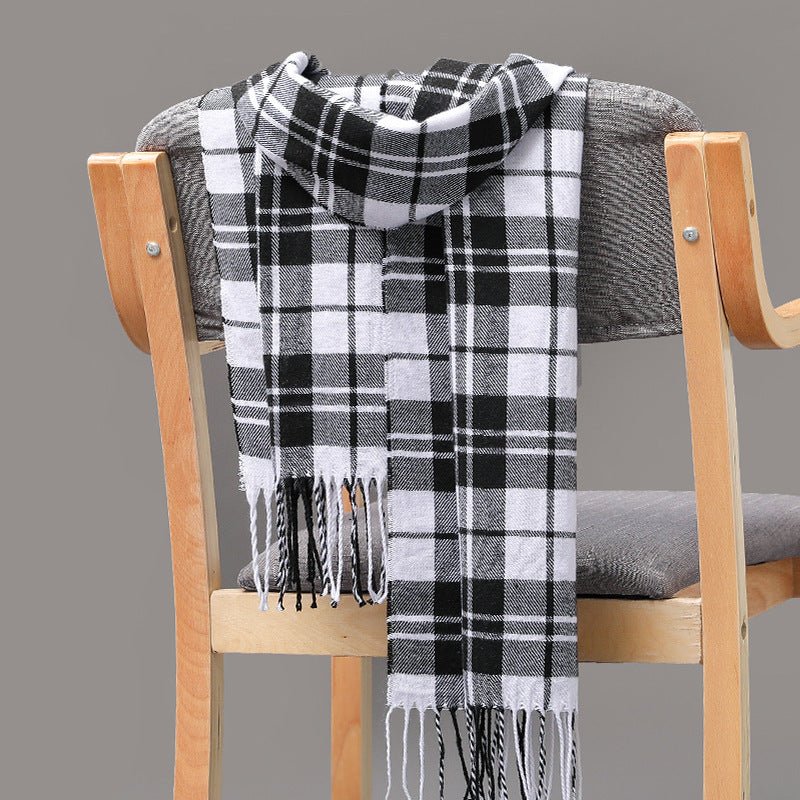 British Plaid Imitation Cashmere with Tassels Men's Scarf - Elora Moda