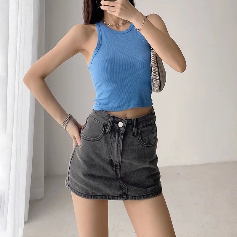 Sheath Ultra Short Denim Skirted Leggings Anti-exposure Underpants Denim European And American