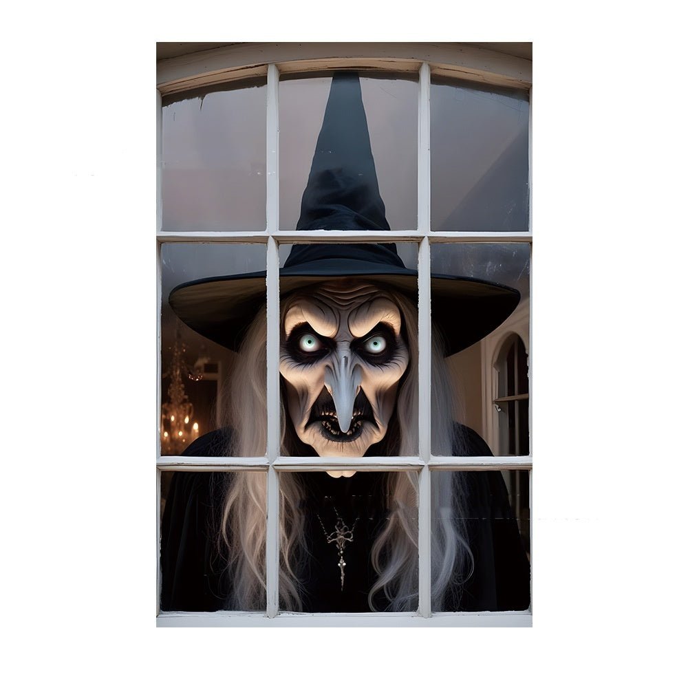 3D Halloween Horror Witch Zombie Ghosts Super Terrifying Window Cover - Elora Moda